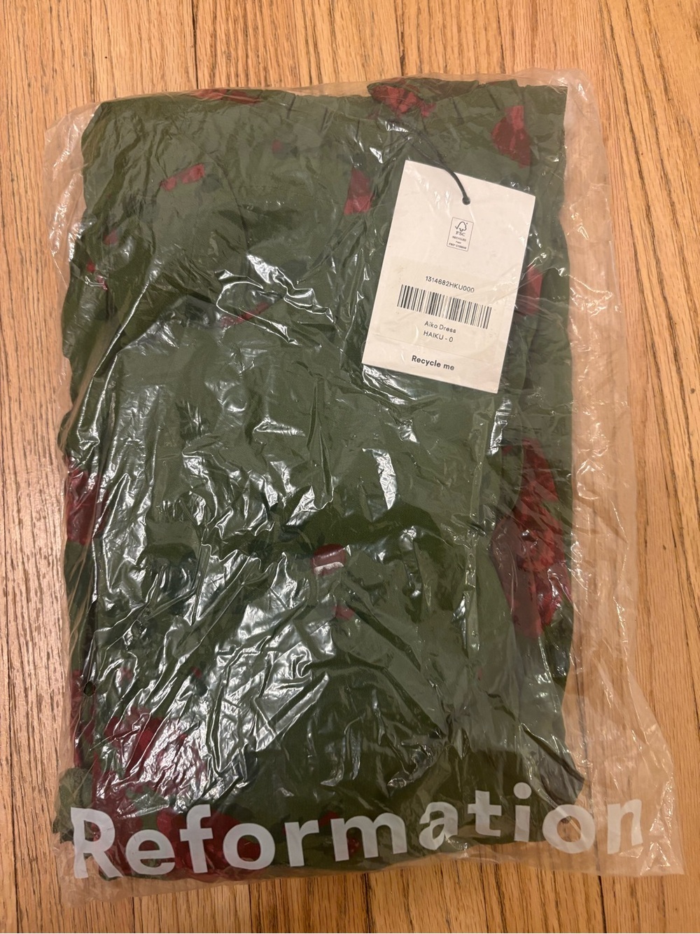 NWT Reformation Aiko Haiku Olive Green Floral Midi Dress with Pink Blooms size 0 - Picture 7 of 8